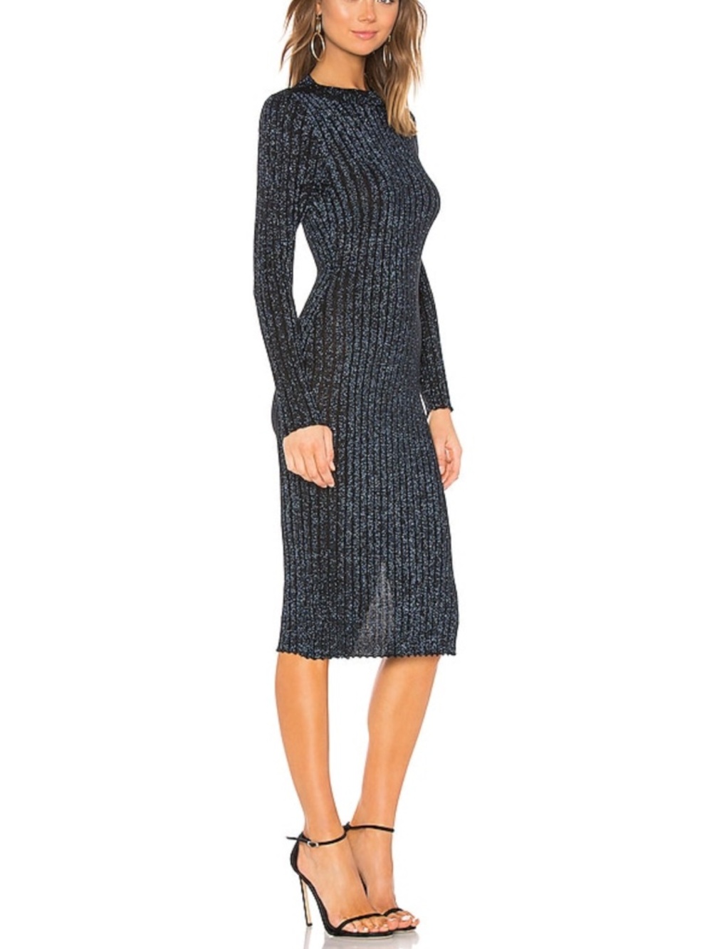NWT Revolve Superdown Aliza Sweater Dress Metallic Ribbed Medium